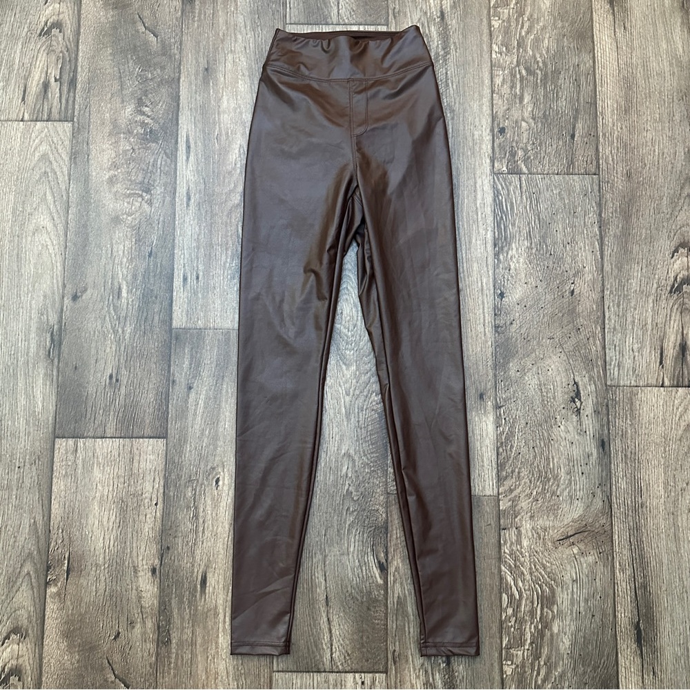 Offline by Aerie Real Luxe Hi Rise Faux Leather Legging Women’s Sz XS Brown